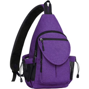 Rahraj Enterprises Purple Canvas <b>Sling</b> <b>Backpack</b> Crossbody Hiking Daypack Lightweight Travel Shoulder Bag Zipper Pocket 18 2lbs - Product Image 2