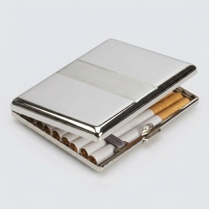 Estuche de cigarrillos de acero inoxidable de diseño estándar para cigarrillos, estuche de bolsillo plateado profesional para cigarros a precio económico. - Product Image 2