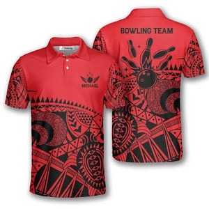 เสื้อโปโลโบว์ลิ่งแบบกำหนดเอง พิมพ์ลายดิจิทัล โพลีเอสเตอร์ แห้งเร็ว สปอร์ต โปโลชาย แขนสั้น - Product Image 4