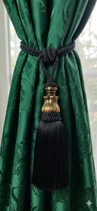 Traditional Black Tassel <b>Curtain</b> Tie Back with Rope Cord Decorative Accessory - Product Image 2