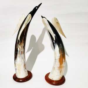 Paire de cornes de bœuf sculptées et polies de haute qualité pour la décoration du salon et de la chambre à coucher, agate - Product Image 5