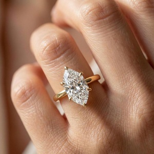 3CT Marquise Cut IGI Certified Lab Grown Diamond Engagement Ring for Women in 10K Yellow Gold Solitaire Ring - Product Image 5