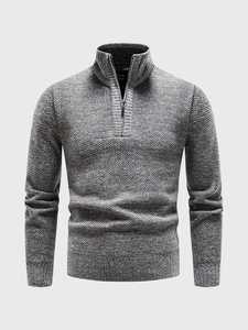 Pull à col montant et demi-zip pour homme, pull en tricot élégant à fermeture éclair pour l'automne et l'hiver, pull zippé confortable et polyvalent pour homme - Product Image 5