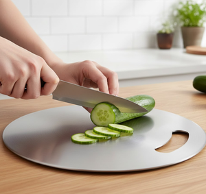 Planche à découper en acier inoxydable artisanale la plus vendue, compatible lave-vaisselle, emballage individuel, pour usage en cuisine - Product Image 5