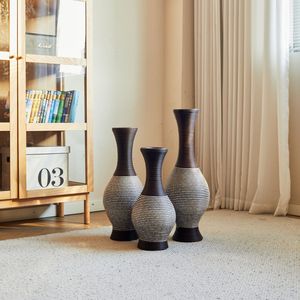 Vaso Classico Marrone da Tavolo e da Terra con Supporto Alto Indipendente per Fiori, Vaso Decorativo per Piante Artificiali PV - Product Image 6
