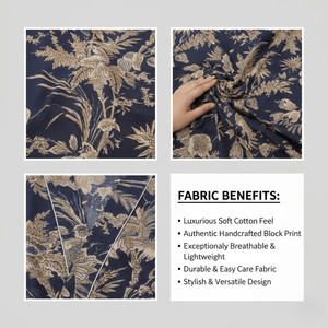 Bata Kimono Floral de Algodón Premium para Mujer, Cuello en V, Mangas Largas, Largo, 2 Bolsillos Delanteros, Cordón Ajustable, Ropa de Dormir, Bata de Estar por Casa - Product Image 6