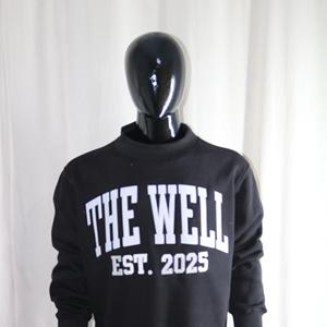 Sweat-shirt à col montant noir 100% coton, broderie appliquée blanche, col large, URBAN PRODUCTIONS - Product Image 2