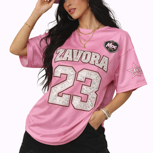 Diseña Tu Propio Jersey Deportivo Informal Y2K de Malla de Poliéster Ligero con Cuello en V, Jersey de Camuflaje con Pedrería, Jersey Corto, Jersey de Fútbol Americano - Product Image 3