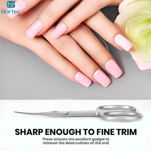 Tijeras de manicura de acero inoxidable curvadas con mangos de acero, herramientas de cuidado de belleza para recortar las uñas con punta extrafina, para uso en salón. - Product Image 5