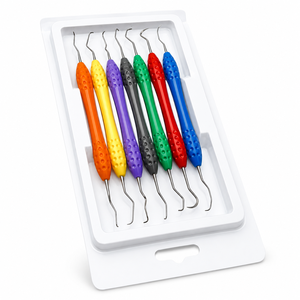 ชุดเครื่องมือขูดหินปูนทางทันตกรรม 7 ชิ้น ยี่ห้อ Gracey Curette ด้ามจับซิลิโคน ใช้กับเครื่องขูดหินปูนสแตนเลส ใช้ซ้ำได้ ฆ่าเชื้อได้ ได้รับมาตรฐาน CE - Product Image 1