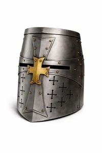 Casco de Caballero Templario de Acero, Réplica 3D Completa, Cruz de Latón Grabada, Armadura Coleccionable, Hecho a Mano, Negro, para Halloween - Product Image 2