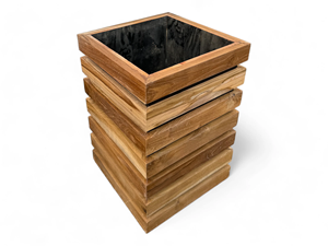 Art Deco Handmade Eco-Friendly <b>Wooden</b> <b>Square</b> <b>Planter</b> 8-12 Inch Layered Natural Wall Vase Indoor Decorative Plant Pot - Product Image 1