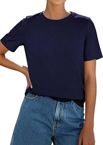 Camiseta de algodón lisa de alta calidad para mujer - Product Image 3