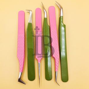 Pinces à cils roses, pinces à 45 degrés, pinces courbées en vison, pinces à volume, prise ferme, prise solide, logo offert - Product Image 2