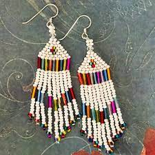 Handmade Women's Colorful Seed <b>Bead</b> Drop Long Fringe Beaded Trending Customizable Classic earrings - Product Image 5