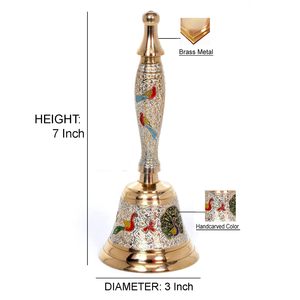 Brass Puja Bell for Home <b>Mandir</b> Colourful Jingle Bell for Christmas Hindu Festivals Decorative Hanging Bell - Product Image 3