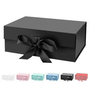 Custom Logo Magnetic Matte Black Foldable Rigid <b>Gift</b> <b>Box</b> with Ribbon Luxury Packaging for <b>Wedding</b> and Bridesmaid <b>Gifts</b> - Product Image 2