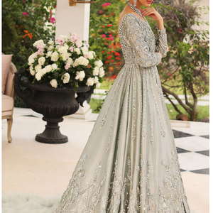 Vestido de Novia Bordado Largo hasta el Suelo al por Mayor para Mujer, Estilo Indio Pakistaní, Patrón Sólido, para Ocasiones Formales, Boutique de Bodas - Product Image 2