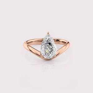 Elegant Lab-Created Pear Shaped <b>Diamond</b> Ring in Sustainable 9K Yellow / White / Rose Gold Sustainable Jewelry - Product Image 5