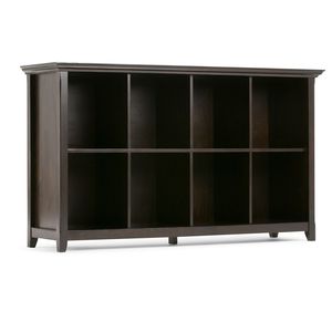 Amherst 57-Inch Solid Wood <b>Console</b> <b>Table</b> with 8 Cube Storage Hickory Brown <b>Sofa</b> <b>Table</b> - Product Image 1