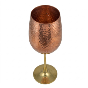 Ensemble de gobelets à vin modernes en cuivre martelé, flûtes à champagne royales nickelées avec tige en laiton, articles de bar haut de gamme pour mariages - Product Image 5