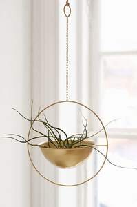 Pot de fleurs suspendu en métal doré de luxe moderne, pot de fleurs circulaire en fer, décoration murale intérieure et extérieure, support de plantes de jardin avec chaîne et crochet - Product Image 4