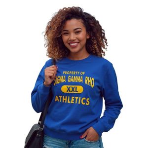 Sudadera con cuello redondo Sigma Gamma Rho Athletics, suéter de forro polar personalizado para hermandades griegas, ropa deportiva universitaria, ropa informal de calle - Product Image 1