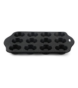 ถาดอบมัฟฟินเหล็กคาร์บอนพรีเมียมเคลือบหินแกรนิตหลายชั้น ป้องกันการติดกระทะ ใช้กับเตาอบได้ กระจายความร้อนสม่ำเสมอ - Product Image 1