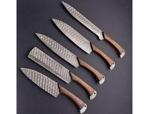 Viking Art Handmade 67-Layer Damascus <b>Sharp</b> Durable Straight Edge 6-Piece <b>Kitchen</b> <b>Knife</b> Set Wooden Ambidextrous Handles - Product Image 6
