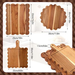 Planche à découper en bois d'acacia rectangulaire à logo personnalisé, avec poignée et rainure pour les jus, ustensiles de cuisine - Product Image 6