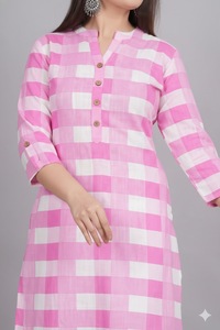 Women Floral Cotton Kurti Pajama Digital Print 3/4 Sleeve Breathable Eco-Friendly Washable Traditional Indian Ethnic Wear - Product Image 4