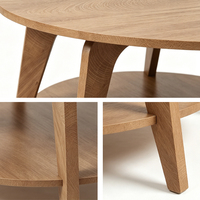 Mesa de Centro Moderna Plegable de Madera con Superficie de Doble Capa para Dormitorio y Sala de Estar