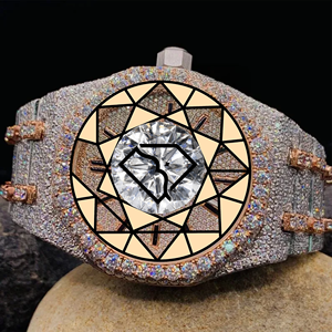 Quartz <b>Watches</b> Luxury Lab Diamond Quartz Movement Iced Skeleton Dial <b>Case</b> Fully Set Stainless Steel Luxury Limited Edition <b>Watch</b> - Product Image 1