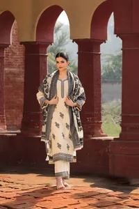Colección de Verano Safaa TALAH - Tela de Algodón Premium Sin Coser para Vestidos |   Trajes Chikankari Tejidos con Motivos Florales al por Mayor - Product Image 4