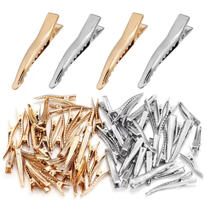 Prix d'usine - Offre Spéciale : Lot de Pinces à Cheveux Professionnelles en Métal Doré et Argenté, Antidérapantes, Type Bec de Canard, pour Salon de Coiffure - Product Image 1