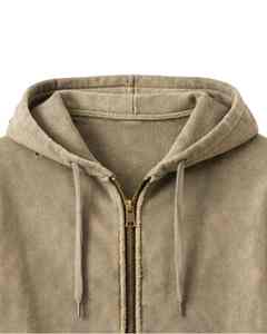 เสื้อฮู้ดซิปสีกากีแบบวินเทจ ยี่ห้อ Manufacturer ตกแต่งลายปักใยแมงมุม สไตล์สตรีทแวร์ - Product Image 3