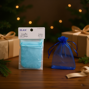 Sacchetti regalo in organza Ilan 15x20cm blu 4 pezzi per regali - Product Image 2