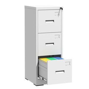 Armadietto Verticale in Metallo a 3 Cassetti per Documenti A4/Letter, Design Sottile con Serratura e Slot per Schede, per Ufficio o Casa - Product Image 6