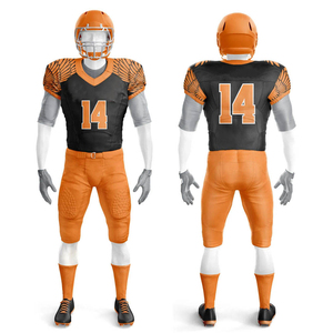 Ensemble de maillot de football américain pour homme, manches courtes, col en V, dégradé de couleurs, évacuation de l'humidité, ajusté, 100 % polyester - Product Image 3