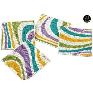 Square Shaped <b>Beaded</b> Multi Color <b>Coaster</b> for Table Home Bar Decoration Buy Direct From Supplier At Bulk Price - Product Image 1