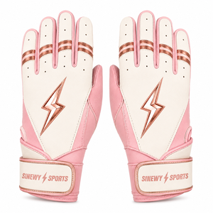 SINEWY SPORTS Custom Wholesale Baseball Batting Gloves Series|Pink Leather Ambidextrous Lightweight Durable <b>Hook</b> & Loop Closure - Product Image 1