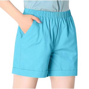 Nouveaux shorts pour femmes à la mode, pantalons à cordon de serrage, taille élastique, en molleton de coton, couleur unie, poches, shorts décontractés pour femmes - Product Image 3