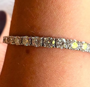 Luxury Round Cut Moissanite Tennis Bracelet <b>Iced</b> <b>Out</b> Hip Hop Jewellery White Gold Diamond Look Wrist <b>Chain</b> - Product Image 3