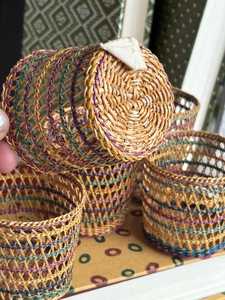 Handmade Rattan Candle Holder Vase Set Iron <b>Frame</b> Decorative Cane Weaving Rustic Boho Style for Christmas Home Decor Centerpiece - Product Image 3