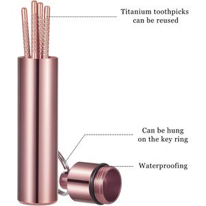 Set di Stuzzicadenti Portatili in Titanio, Riutilizzabili in Acciaio Inossidabile con Porta Stuzzicadenti per Picnic all'Aperto e Viaggi, Cura Orale - Product Image 2