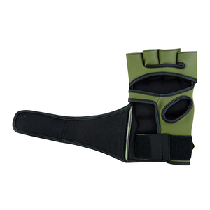 Gants d'entraînement MMA et Kickboxing demi-doigts Rahsal Industries en cuir avec fermeture unisexe pour arts martiaux Vert Hex - Product Image 6