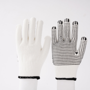 Gants de sécurité en coton tricoté avec points PVC de haute qualité, points noirs sur les bouts des doigts, antidérapants, pour travaux polyvalents - Product Image 5