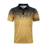 Camiseta polo negra dorada personalizada para hombre, transpirable, de secado rápido, ligera, sublimada, al por mayor, de alta calidad y a la moda.