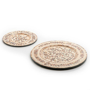 Hot-selling luxury charger <b>plate</b> featuring a new design with custom mother-of-pearl and bone inlay patterns. - Product Image 1