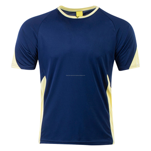 Camiseta de Fútbol Personalizada, Transpirable, 100% Poliéster, Azul Oscuro con Franjas Amarillas, para Adultos, Diseño Personalizado - Product Image 1